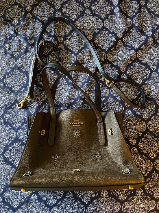 Coach Handbags - Coach Dark Brown Pebbled Leather Tote with Gold Hardware and Grommet Accents